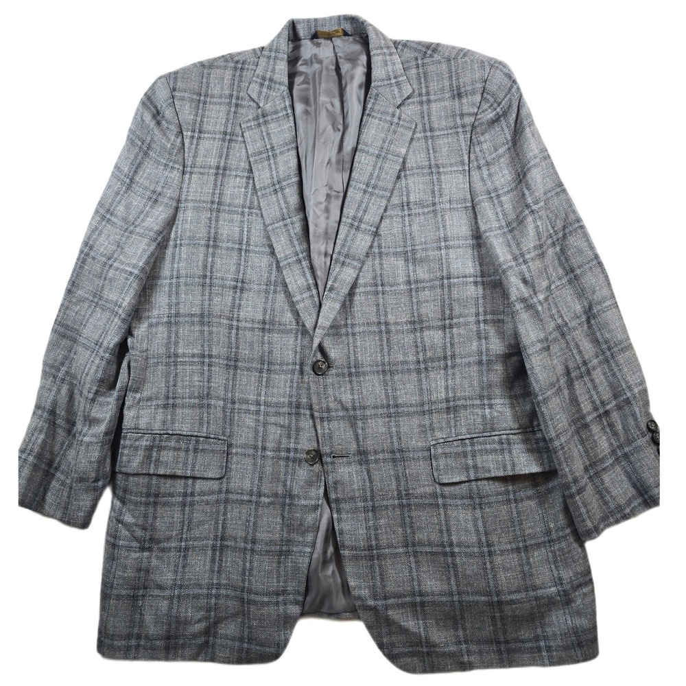 Brooks Brothers Sport Coat Mens 44S Grey Silk Plaid Blazer Madison E. Thomas
